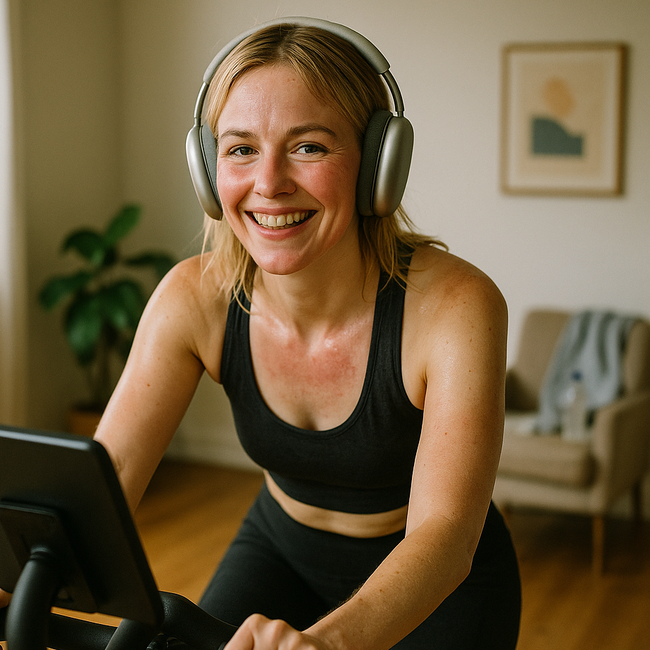 Frau auf Indoor Bike